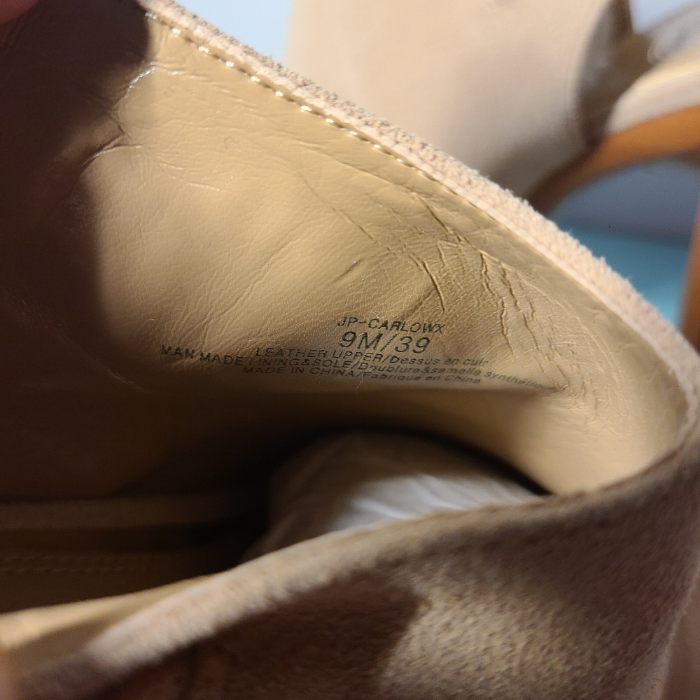 Jessica Simpson Elegant Tan Peep-Toe Cow Split Suede Heels Womens Size 9 - Picture 6 of 7